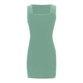 thumbnail image 5 of OSOLU Solid Color Women Casual Dress Elegant Sleeveless Square Neck Party Dress For Evening Banquet Summer Dresses With Back Zipper Holiday Hawaiian Flowy Sundress, 5 of 6