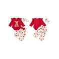 thumbnail image 2 of BemeyourBBs Newborn Baby Girl Boy My First Girl Valentines Day Outfits Ruffle Long Sleeve Crew Neck Bear Print Romper Pants and Headband Cute Spring Clothes, 2 of 9