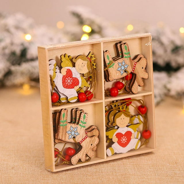 12 Adornos de Paquete para Decoración de árbol de Navidad, Colgando Adornos de árbol de Navidad Decoraciones de Vacaciones Ángel perfecl Árbol colgando decoraciones