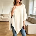 thumbnail image 6 of WULMLEO Womens Knitted Poncho Sweaters Solid Soft Asymmetrical Tops Pullover Warm Lightweight Shawl Wraps Cape White 2XL, 6 of 6