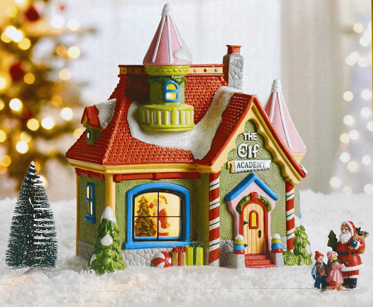 Northeast Home Goods The Elf Academy Porcelain Lighted Christmas Village Building with Accessories - Walmart.com