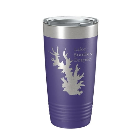 

Lake Stanley Draper Map Tumbler Travel Mug Insulated Laser Engraved Coffee Cup Oklahoma 20 oz Purple
