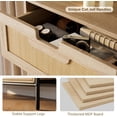 thumbnail image 3 of Rattan 5 Drawers Dresser, 23.6''Wx15.7''Dx47.2''H Boho Dresser with Metal Handles, Modern Chest of Drawers with Anti-Tipping & Silent Slides Design for Bedroom, Hallway, Kids Room, Natural, 3 of 7