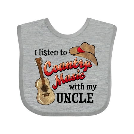 

Inktastic I Listen to Country Music with My Uncle with Guitar and Hat Gift Baby Boy or Baby Girl Bib