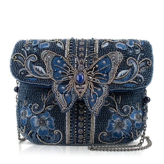 Mary Frances Blue Alchemy Butterfly Crossbody Beaded Bag Floral Handbag Purse NEW