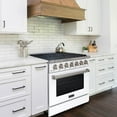 thumbnail image 3 of Akicon 36" Slide-in Freestanding Professional Style Gas Range with 5.2 Cu. Ft. Oven, 6 Burners, Convection Fan, Cast Iron Grates. White & Stainless Steel, 3 of 9