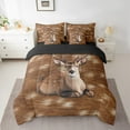 thumbnail image 2 of Farmhouse Deer Bed In A Bag,Sika Deer Pattern Twin Comforter Set 7 Piece,Rustic Farm Animal Bedding Set,Country Wildlife Quilt with Flat Fitted Sheet,Brown White Pillow Covers, 2 of 5