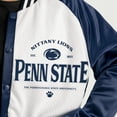 thumbnail image 4 of Women's Gameday Couture Navy Penn State Nittany Lions Oversized Inner Drive Varsity Rhinestone Full-Snap Bomber Jacket, 4 of 5