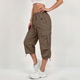 thumbnail image 7 of Resicozy Womens Capris with Pockets Loose Fit Casual Capri Pants Dressy Lightweight Ladies Baggy Cargo Pants for Hiking Coffee M, 7 of 7