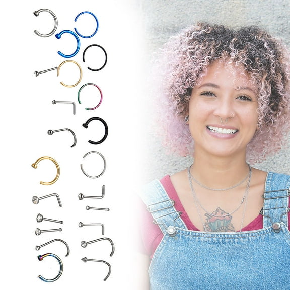 ddioayh Stainless Steel Nose Hoop Rings 22G 8mm 5-Pack C-Shaped Cartilage Piercing Jewelry Set for Sensitive Skin