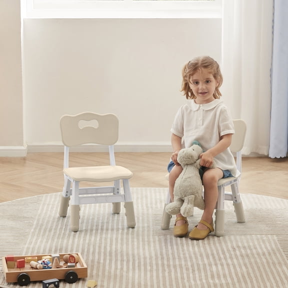 Adjustable Kids Chairs 2-Pack, 3-Level Height Toddler Chairs for Ages 2-8, Plastic Kids Furniture for Daycare, Classroom, Home, Playroom