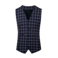 thumbnail image 2 of Gephdiin Mens Dress Shirts Mens Suit Mens Solid Color Wedding Dress Vest Mens Coat British Leisure Slim Stage Costume Suits for Men Mens Compression Tank Top Polyester Blue 2 M, 2 of 5