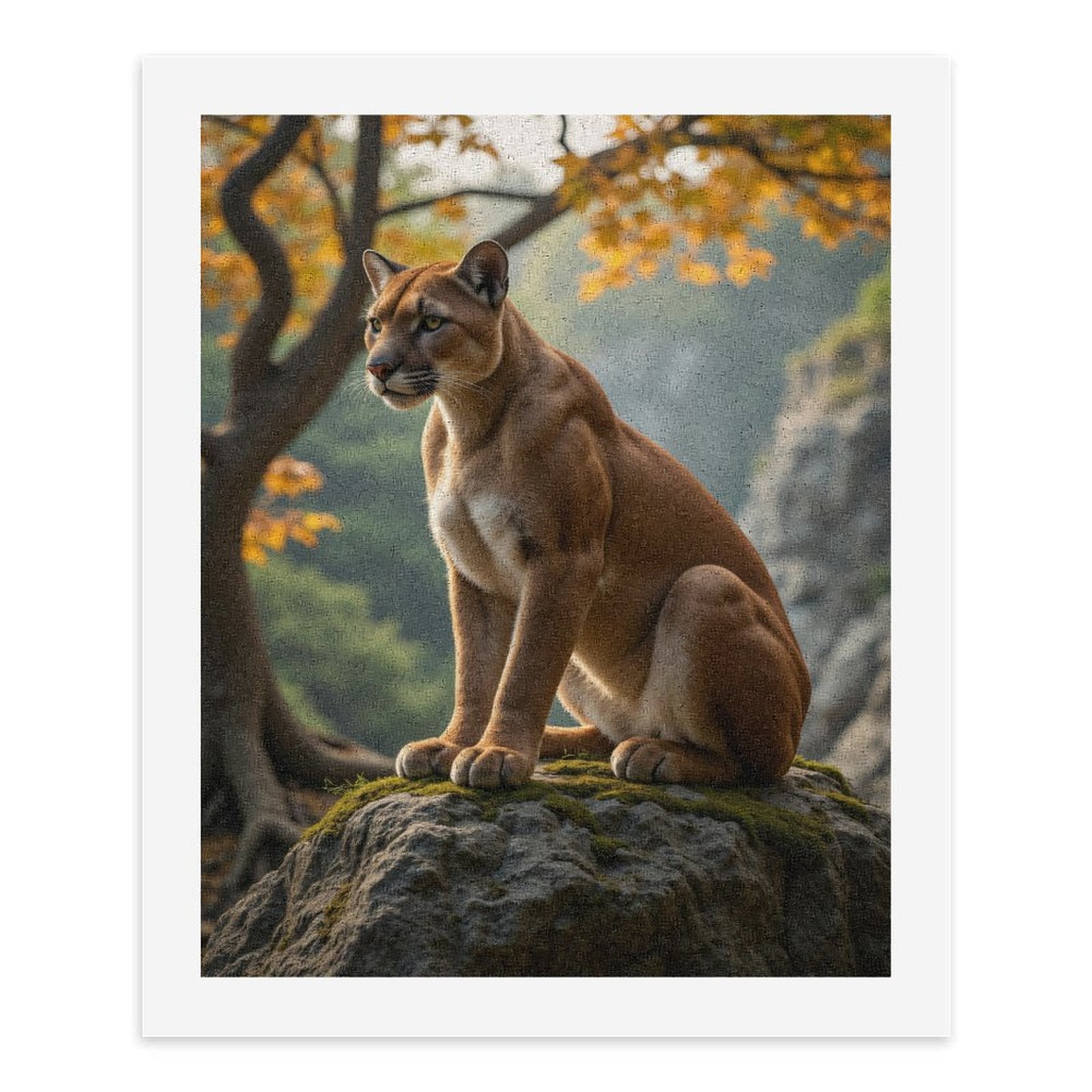 Paint by Numbers Kit for Adults, Elegant Cougar Autumn Rock Vista Paint by Numbers, Easy Paint by Numbers Kit for Adults Beginner, DIY Adult Paint by Number Kits on Canvas, 12x16in Home Decor