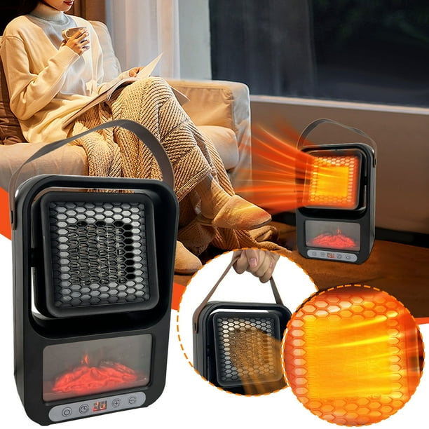 Calefactor portátil de cerámica con control remoto | Calefactor eléctrico de 800 W para dormitorio, baño y oficina | Funcionamiento silencioso de 36 dB, protección contra sobrecalentamiento y