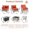 thumbnail image 2 of Vcatnet 11 Pieces Patio Outdoor Conversation Set All Weather Wicker Furniture Swivel Rocking Chairs Sofa Set with Fire Pit Table and Solar Lamp Coffee Table,Orange Red, 2 of 9