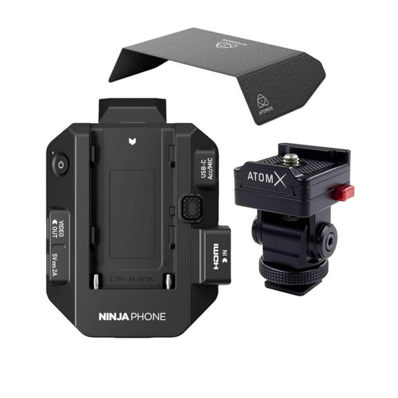 Atomos Ninja Phone for Video Professionals and Content Creators Bundle with Atomos AtomX 5-Inch and 7-Inch Monitor Mount and Atomos Ninja Phone Sunhood (Black) (3 Items)