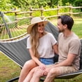 thumbnail image 3 of SUNCREAT Double Portable Hammock with Stand, 2 Person Hammock with Curved Spreader Bar, Balance Ropes Included, Dark Gray, 3 of 7