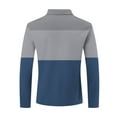 thumbnail image 4 of YLSDY Men's Long Sleeve Turn Down Collar Shirt Color Block Zipper T Shirt with Pocket Blue S, 4 of 5