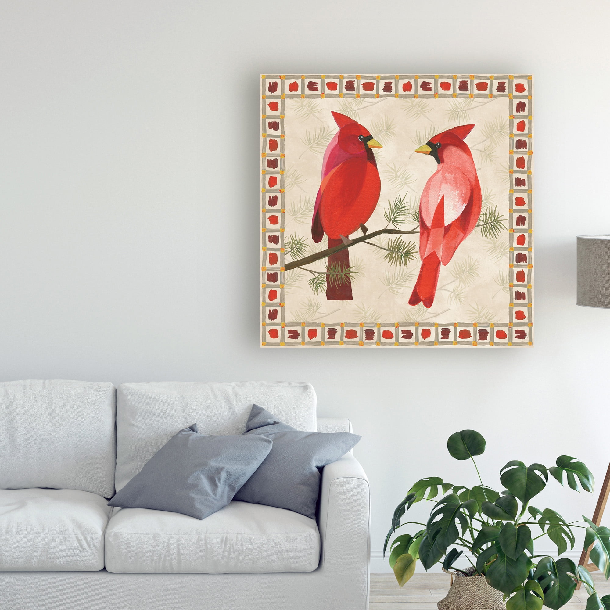 Trademark Fine Art 'Festive Birds Two Cardinals' Canvas Art by Danhui Nai