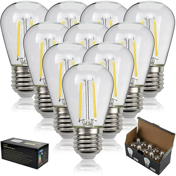 E27 S14 Led Bulb, 2w Vintage Edison Bulb, Warm White Retro Bulbs, For S14 Outdoor Light Chains Bulb, Pack Of 10