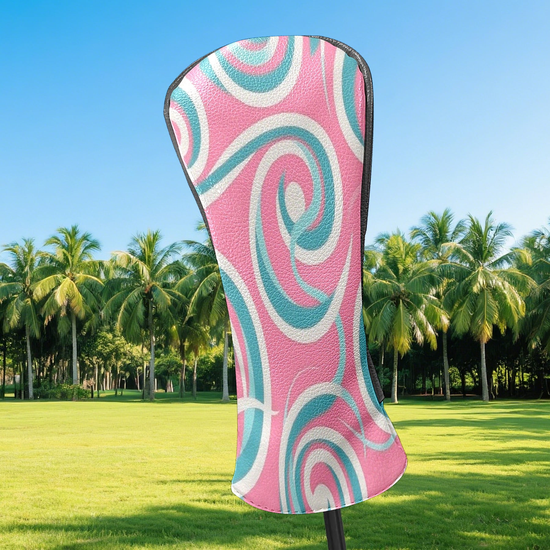 Golf Club Head Cover Waterproof Leather Golf Accessories HeadCovers Set Driver Headcover for Women Men Swirl Pattern