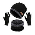 thumbnail image 3 of Men's and Women's 3-Piece Winter Set, Knit Hat Scarf and Touchscreen Gloves, Thermal Insulated Cold Weather Accessories, Thick Warm Beanie with Neck Warmer and Touchscreen Capable Gloves Black, 3 of 5