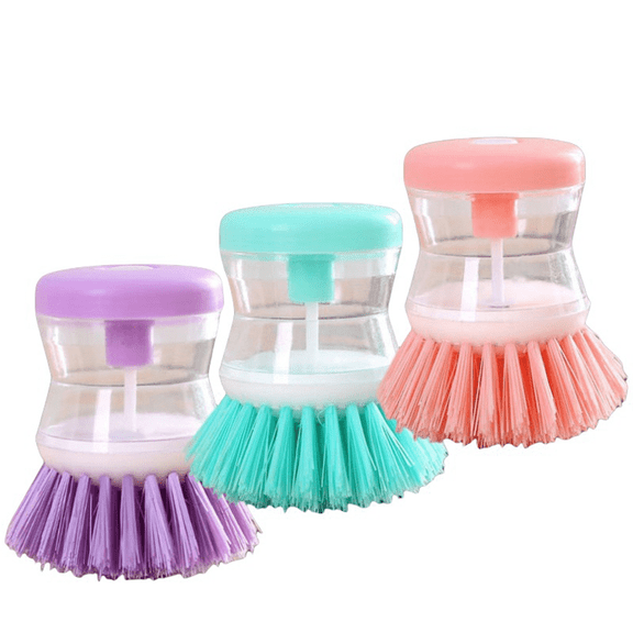 ACDANC 3Pcs Dish Brush Non-Slip Design Dish Brush with Soap Dispenser Quick Foam Generation Dish Scrubber Brush Random Color