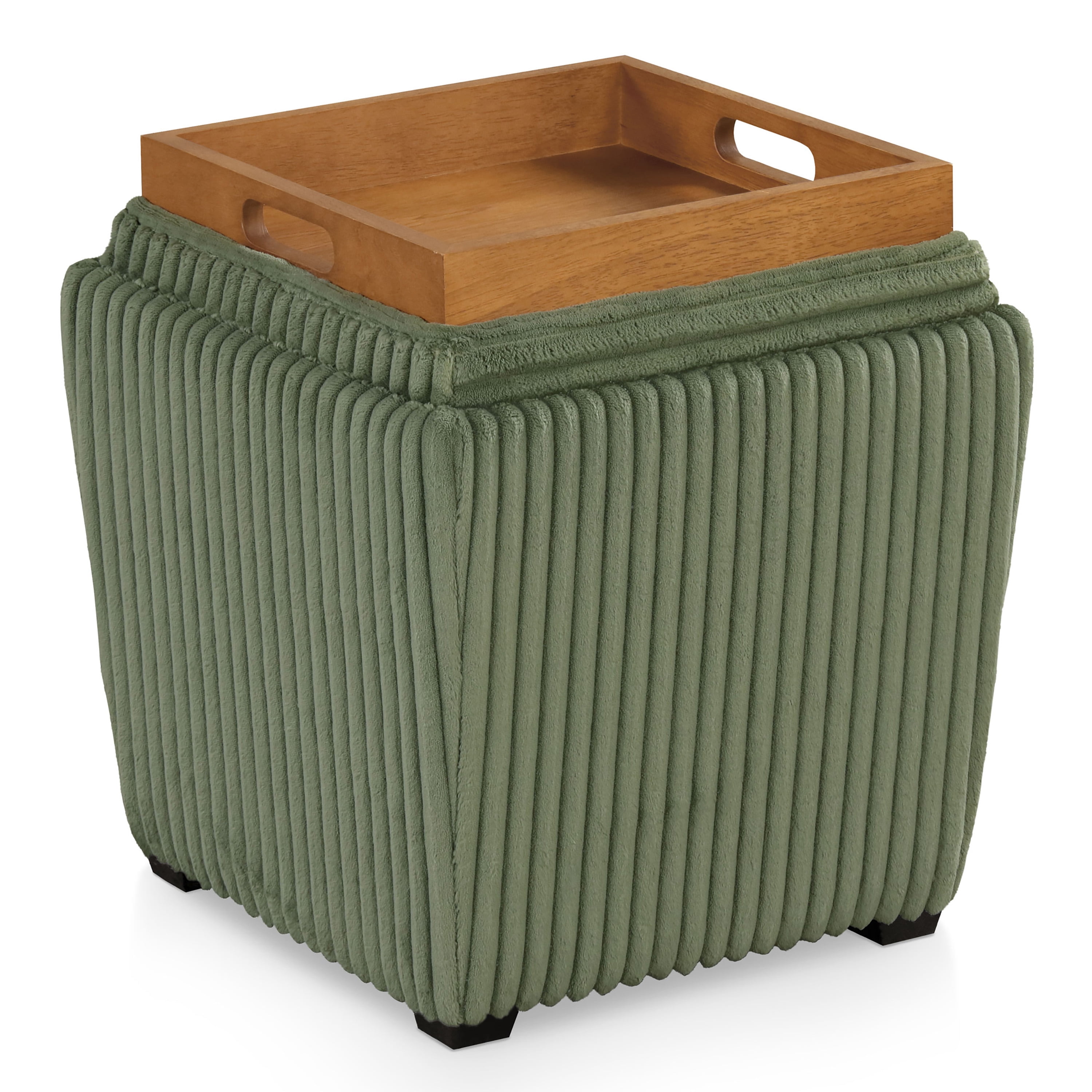 Furniture of America Cheri Modern Chenille Tray Top Storage Ottoman, Green
