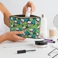 thumbnail image 6 of Picia Skull and Palm Leaves Printed Leather Travel Toiletry Bag,Cosmetic Organizer, Makeup Travel Bag, Durable Travel Pouch, Compact Toiletry Bag, Travel Accessories, 6 of 6