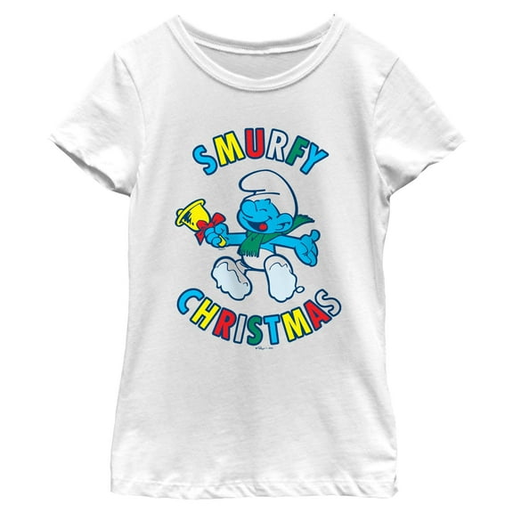 Girls The Smurfs Holly Jolly Smurfy Christmas T Shirt
