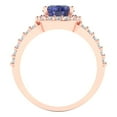 thumbnail image 4 of 2.78ct Oval Cut Blue Tanzanite 18k Pink Rose Gold Engraving Statement Bridal Wedding Halo Designer Ring Size 4, 4 of 5
