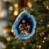 Jesus Christmas Ornament - 2D Acrylic Double-Sided Pendant Religious Hanging Decoration for Christmas Tree, Nativity Scene Home Decor Faith Gift for Holiday Season