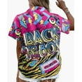 thumbnail image 5 of MOUSYA 80s 90s Outfits for Women Retro Theme Party Disco T-Shirt 80s Hawaiian Shirt Neon Button Down Short Sleeve Blouse Tops, 5 of 9