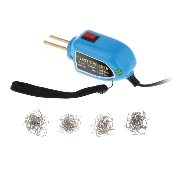 Machine de Réparation de Voiture 100W, Machine de Soudage, Réparation de Fissures de Voiture 110V, Facile à Utiliser avec Agrafes de 0.8 0.6 mm pour Anneaux, Panneau d'Instruments, Bleu