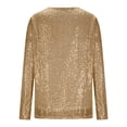thumbnail image 4 of Laqbezok Womens Shiny Sequin Long Sleeve Round Neck Sparkly Party Top, Elegant Glitter Evening Gown Blouse, Fashion Outfit, 4 of 8