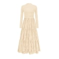 thumbnail image 1 of Vestido PRETTYGARDEN Maxi Beige de Manga Larga Otoño 2025, 1 of 5