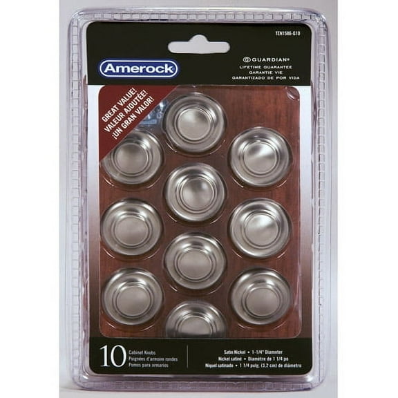 Inspirations 1-5/16 in (33 mm) Diameter Satin Nickel Cabinet Knob - 10 Pack