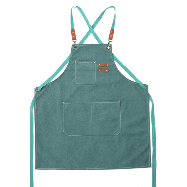 Graflsoa Multi-Functional Barber Apron with Waterproof Design, Dustproof Canvas Material, and Practical Pockets for Various Work Environments, Available in Multiple Colors Including Green.