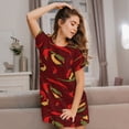 thumbnail image 3 of Naloa Hot Chili Print Women Nightgowns,Womens Loungewear,Short Sleeve Sleepwear,Comfy Ladies Nightdress, 3 of 6
