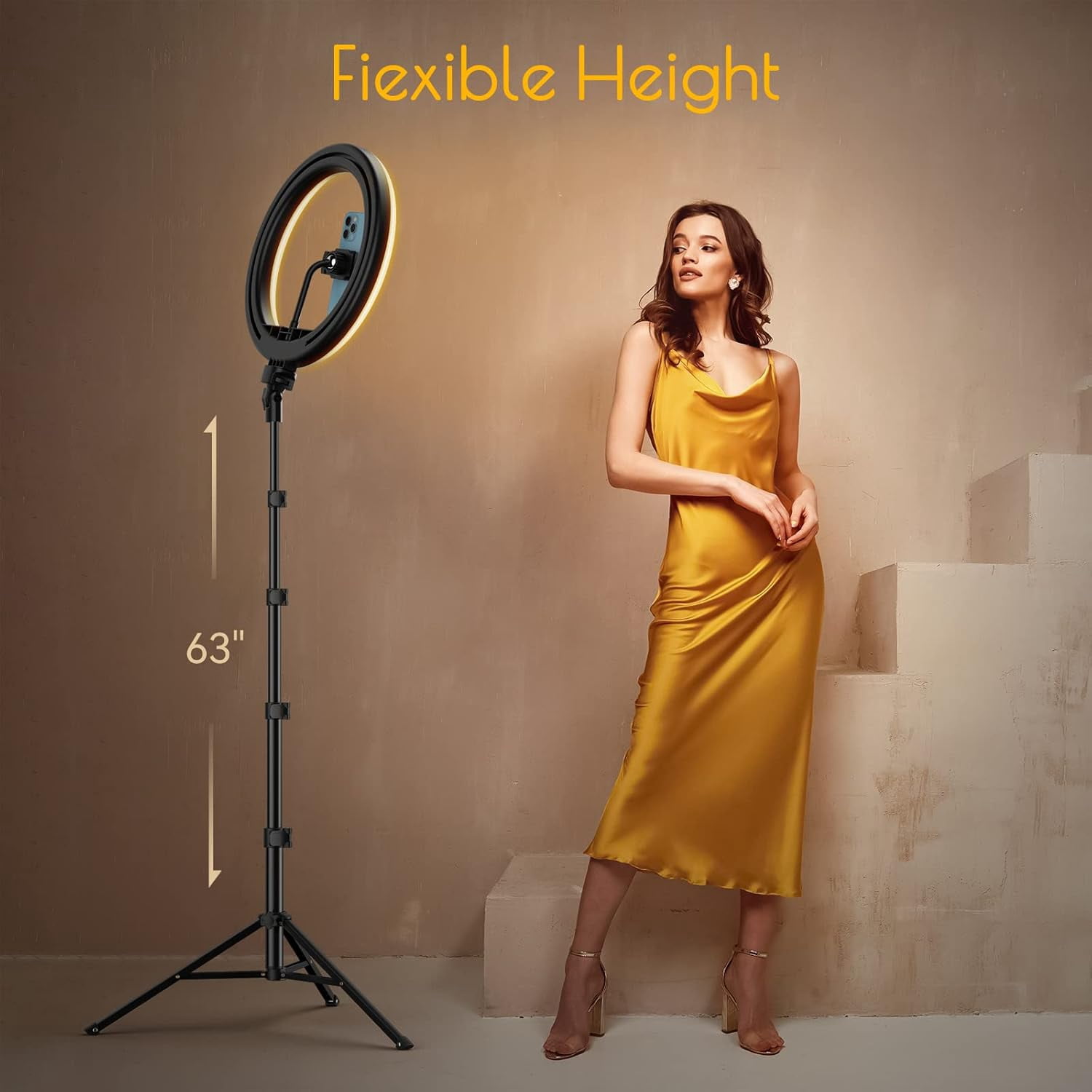 ZCD 10" Selfie Ring Light with Tripod Stand, 72'' Tall & Phone Holder, 38 Color Modes, Stepless Dimmable/Speed LED Ring Light for iPhone & Android,YouTube, Makeup,TIK Tok