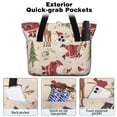 thumbnail image 2 of Tote Bag for Women - Beige Christmas Santa and Animal Pattern Shoulder Bag - Large Utility Work Duffle Bag with Zipper Handbag for Travel, Work, Sprots, 2 of 5