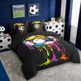 thumbnail image 2 of Erosebridal Watercolor Ice Cream Football Kids 7-Piece Twin Bedding Sets,Soccer Sport Games Ball Lover Bedding Comforter Set,Reversible Black, 2 of 7