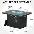 thumbnail image 4 of RADIATA 43" Aluminum Propane Fire Pit Table, 60,000 BTU Outdoor Gas Firepit, Rectangle CSA-Certified Patio Fireplace with Wind Guard & Glass Rocks, Rust-Proof Dark Gray Fire Table for Deck Poolside, 4 of 9