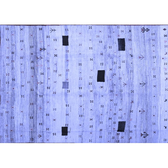 Ahgly Company Indoor Rectangle Abstract Blue Contemporary Area Rugs, 7' x 10'