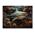 thumbnail image 3 of Designart "Papercut Hunter Silent Blue Shark" Animals Print on Natural Pine Wood, 3 of 5