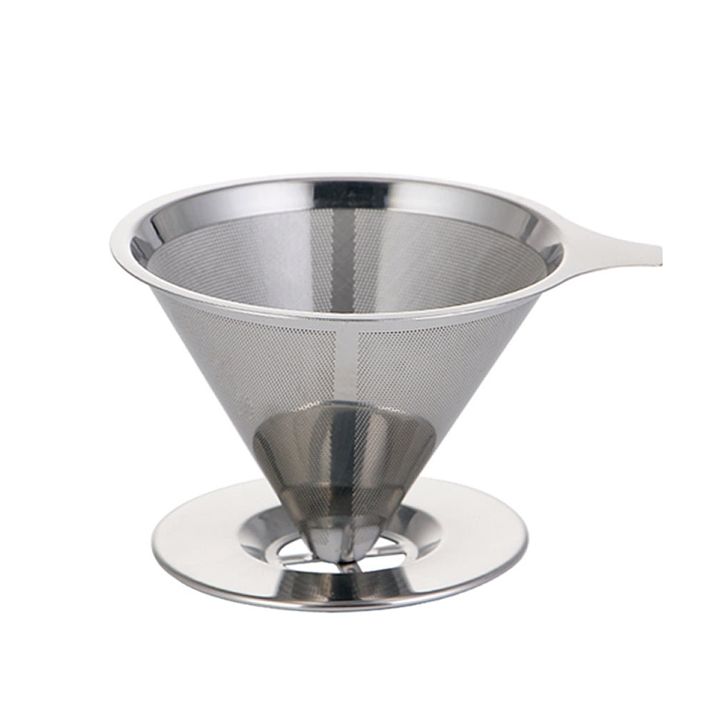 Double-layer Coffee Filter Stainless Steel Holder Metal Mesh Funnel Basket 
