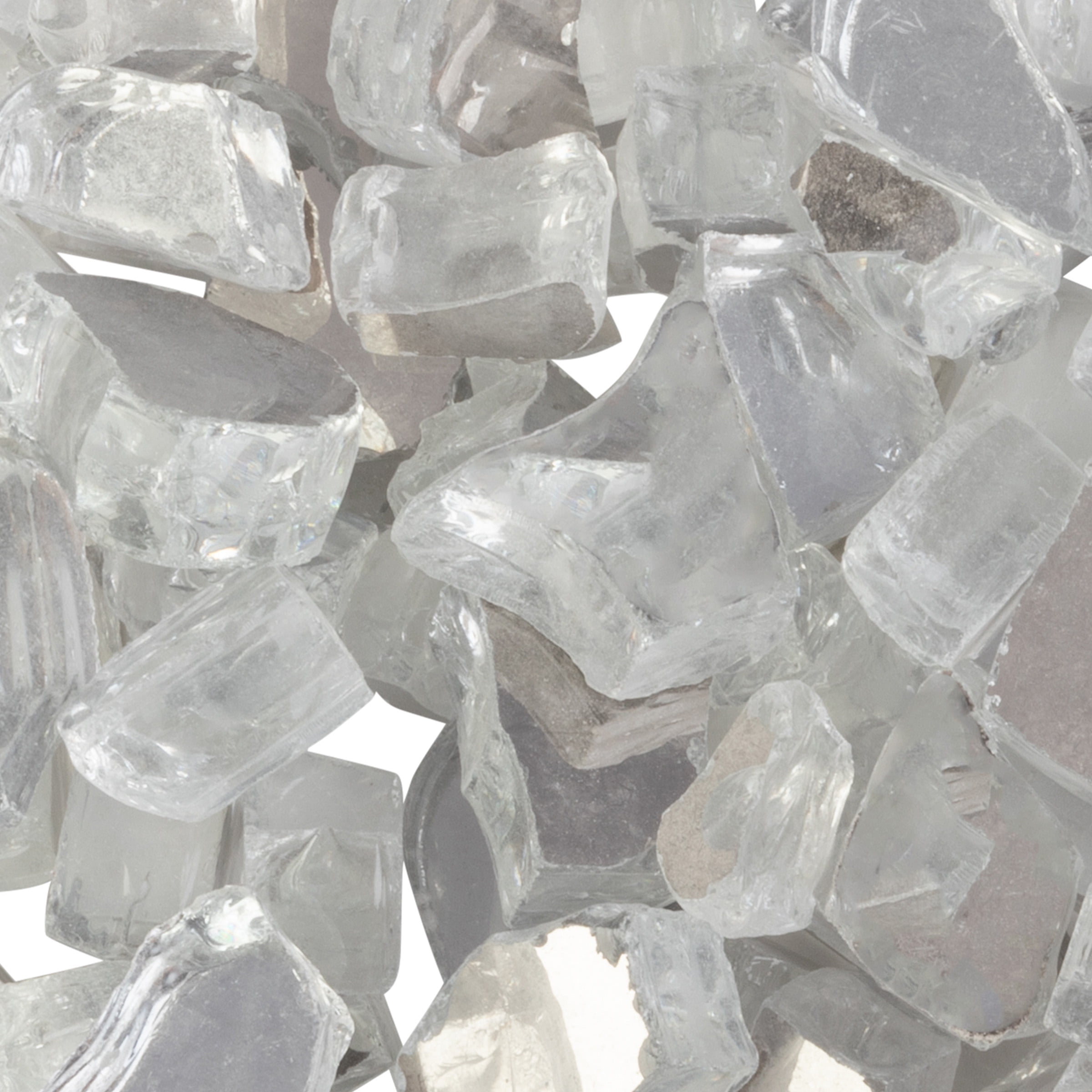 Pure Garden 10lbs Fire Pit Glass - 1/2-Inch Glass Rocks, Diamond Clear