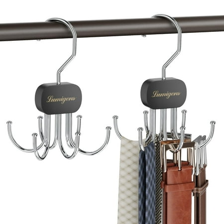 Belt Organizer for Closet 2PCS Tie Rack  Belt Hanger Belt Holder Hanging Closet Organizer Hook for Belt  Bra  Tank Top  Tie  Scarf  Purse Black C47