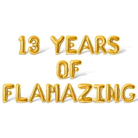 Letter Balloons - 13 YEARS OF FLAMAZING 16" Inch Alphabet Letters Foil Mylar Balloon 13th Birthday Party Banner (Gold)