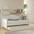 thumbnail image 2 of DEALTOPS Wooden Sofa Bed Frame for Bedroom Living Room with Trundle, White, 2 of 9
